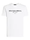 Dolce & Gabbana White Crewneck T-shirt With Logo Lettering Print On The Front In White
