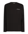 Dolce & Gabbana Cotton Crew Neck T-shirt With Long Sleeves In Black