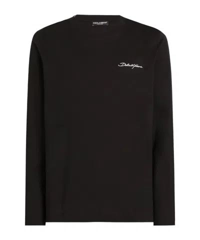 DOLCE & GABBANA DOLCE  GABBANA LOGO EMBROIDERED CREWNECK T-SHIRT