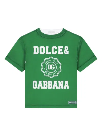Dolce & Gabbana Kids' Cotton T-shirt In Green