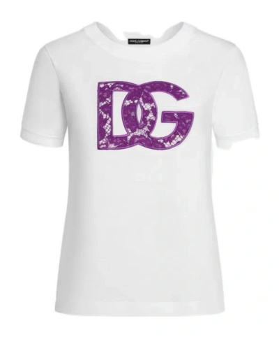 DOLCE & GABBANA DOLCE  GABBANA LACE INLAY JERSEY T-SHIRT