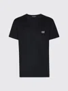 Dolce & Gabbana Cotton T-shirt With Applied Metal Logo In Black