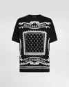 Dolce & Gabbana Black Crewneck T-shirt With Bandana Print All-over In Black