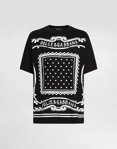 DOLCE & GABBANA COTTON T-SHIRT WITH BANDANNA PRINT