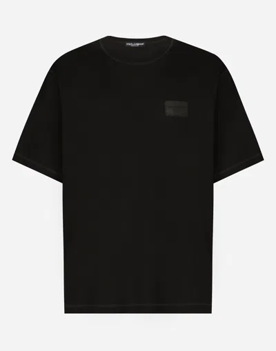 DOLCE & GABBANA COTTON T-SHIRT WITH BRANDED TAG