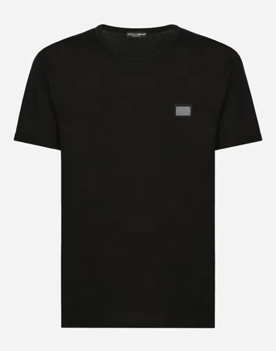 DOLCE & GABBANA COTTON T-SHIRT WITH BRANDED TAG