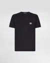 Dolce & Gabbana Silver Plaque Soft Cotton T-shirt In Blue