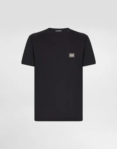 DOLCE & GABBANA COTTON T-SHIRT WITH BRANDED TAG