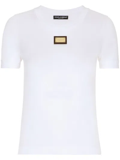 DOLCE & GABBANA COTTON T-SHIRT WITH DG LOGO PLAQUE