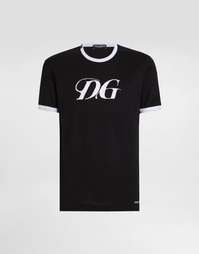 Dolce & Gabbana Cotton T-shirt With Dg Print In Black