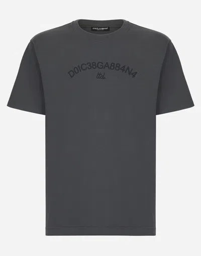 Dolce & Gabbana Cotton T-shirt With Dolce&gabbana Logo In Grey