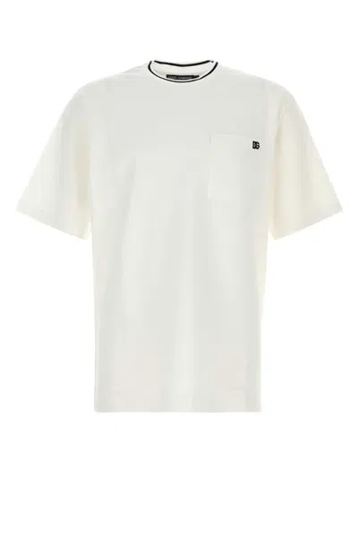 Dolce & Gabbana Cotton T-shirt With Embroidered Logo In White