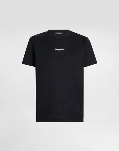 DOLCE & GABBANA COTTON T-SHIRT WITH EMBROIDERED PATCH