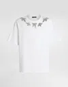 Dolce & Gabbana Cotton T-shirt With Embroidery And Brooch In White