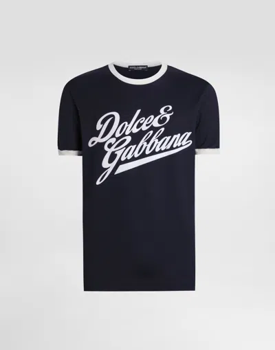 DOLCE & GABBANA COTTON T-SHIRT WITH FLOCK PRINT