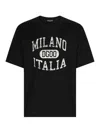 Dolce & Gabbana Cotton T-shirt With Dg Logo Print In Negro