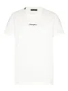 Dolce & Gabbana White Crewneck T-shirt With Signature Logo In Cotton Man In Blanco