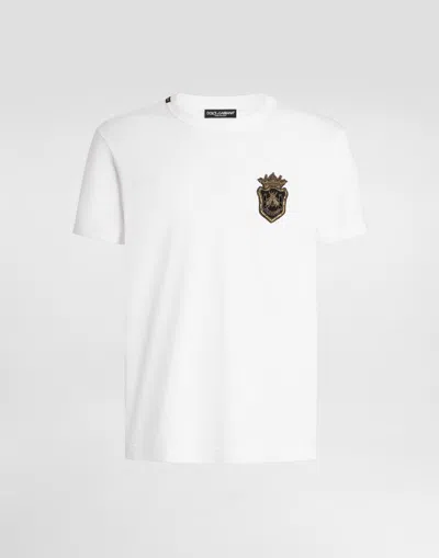 DOLCE & GABBANA COTTON T-SHIRT WITH HERALDIC PATCH