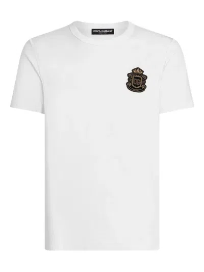 Dolce & Gabbana Cotton T-shirt With Logo Crest Clothing In White