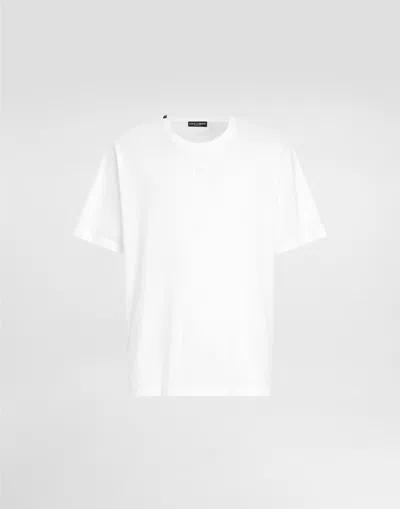 DOLCE & GABBANA COTTON T-SHIRT WITH LOGO EMBROIDERY