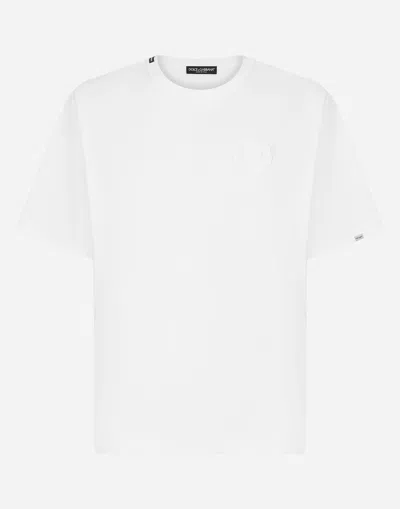 DOLCE & GABBANA COTTON T-SHIRT WITH LOGO EMBROIDERY