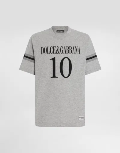 Dolce & Gabbana Cotton T-shirt With Logo In Grey