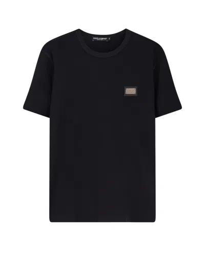 Dolce & Gabbana Cotton T-shirt With Logo Patch In Black