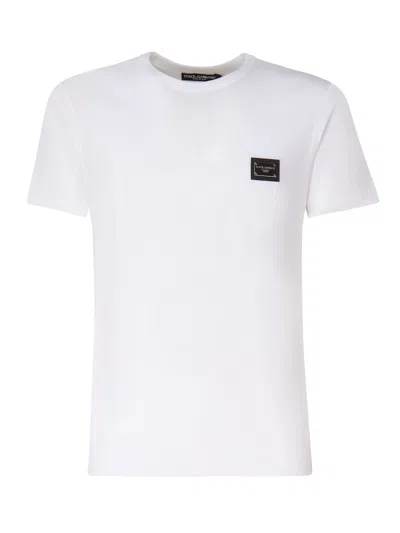Dolce & Gabbana Cotton T-shirt With Logo Plaque In White