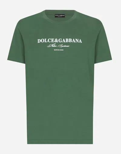 Dolce & Gabbana Cotton T-shirt With Logo Print In Multicolor