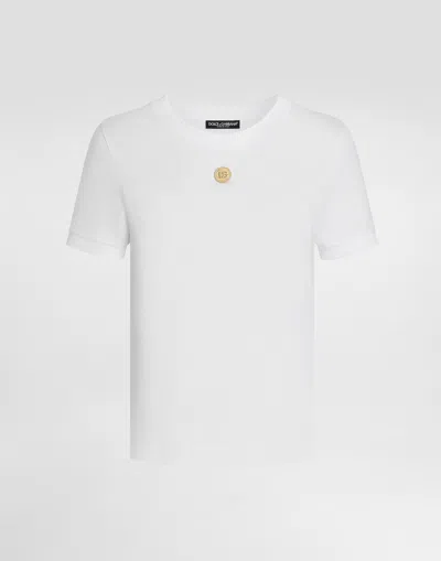 Dolce & Gabbana Cotton T-shirt With Medal In White