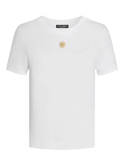 DOLCE & GABBANA DOLCE & GABBANA COTTON T-SHIRT WITH MEDAL
