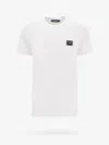 Dolce & Gabbana White Crewneck T-shirt With Logo Plate In Cotton Man