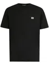 Dolce & Gabbana Cotton T-shirt With Metal Plaque Featuring Front Logo