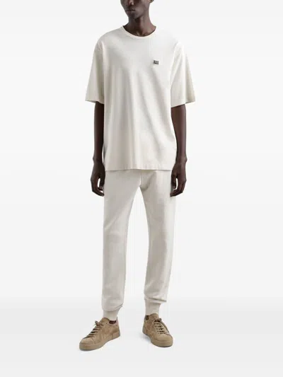 Dolce & Gabbana Cotton T-shirt With Metal Tag In Neutral