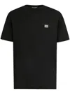 Dolce & Gabbana Cotton T-shirt With Metal Plaque Featuring Front Logo In Black