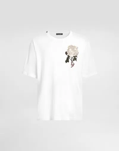 Dolce & Gabbana Cotton T-shirt With Patch In ホワイト