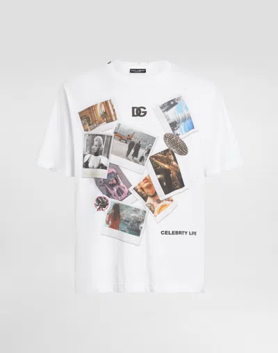 DOLCE & GABBANA COTTON T-SHIRT WITH POSTCARD PRINT