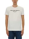 Dolce & Gabbana White Crewneck T-shirt With Logo Lettering Print On The Front