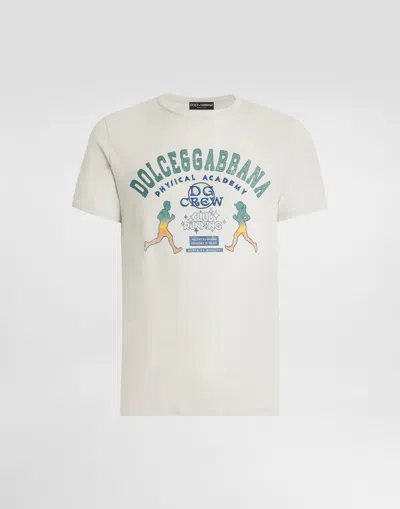 Dolce & Gabbana Cotton T-shirt With Print And Embroidery In White