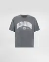 Dolce & Gabbana Men Dark Grey Crewneck T-shirt With Logo Lettering Print On The Front In Cotton Man In Gray