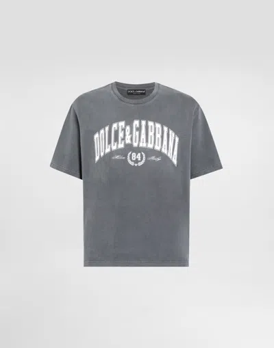 Dolce & Gabbana Cotton T-shirt With Print In Gray
