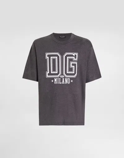 Dolce & Gabbana Cotton T-shirt With Print In Gray