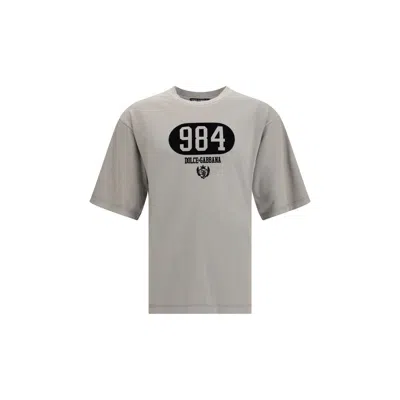 Dolce & Gabbana Cotton T-shirt With Raised Front Logo In Gray