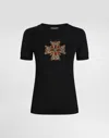 Dolce & Gabbana Embellished Round Neck Short Sleeves Top In Black