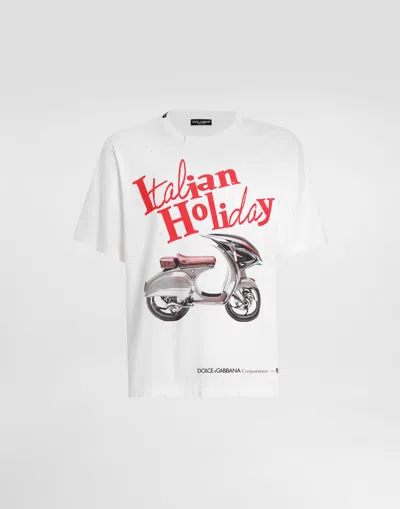 DOLCE & GABBANA COTTON T-SHIRT WITH VESPA PRINT