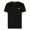 Dolce & Gabbana Cotton T-shirt With Metal Plaque Featuring Front Logo