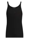 Dolce & Gabbana Black Sleeveless Top With Logo Embroidery On The Front And Ribbed Knit In Cotton Man
