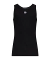 Dolce & Gabbana Ribbed Cotton Tank Top With Round Neckline In Black