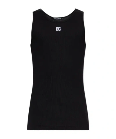 DOLCE & GABBANA DOLCE  GABBANA LOGO EMBROIDERED TANK TOP