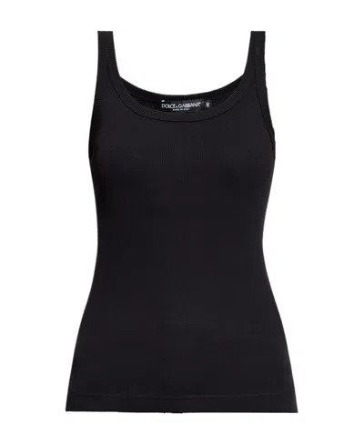 DOLCE & GABBANA DOLCE  GABBANA LOGO PATCH CREWNECK TANK TOP